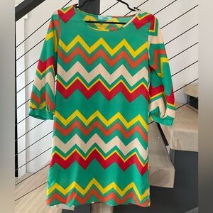 Karlie Chevron Print Mini Dress - Small
